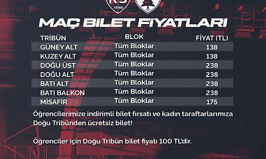 Kayserispor-Muğlaspor maçının bilet fiyatları belli oldu