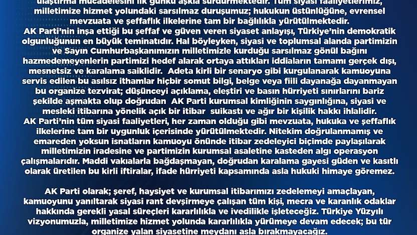 AK Parti'den sosyal medya paylaşımlarına tepki: 'Gerekli yasal süreçleri kararlılıkla ve ivedilikle işleteceğiz'